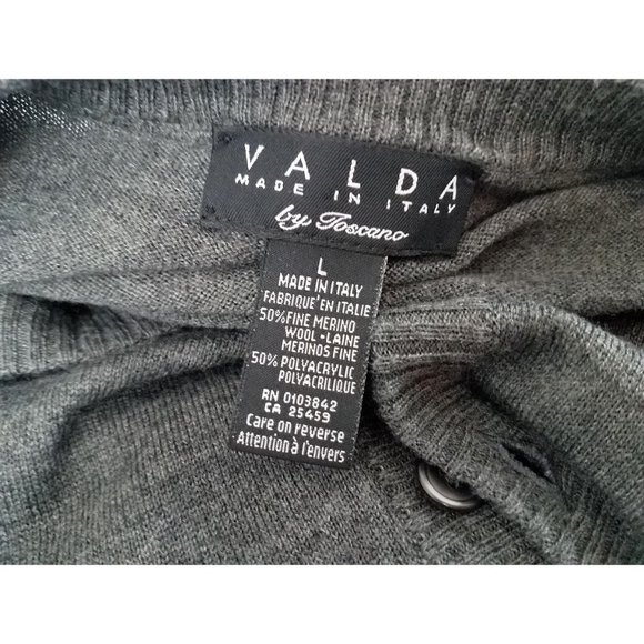 VALDA By Toscano Gray Fine Merino Wool Blend Button-Down Sweater - Men's L - Picture 3 of 4
